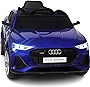 Americas Toys Kids Electric Car with Remote Control, Mp4 Touch Screen, Bluetooth, Leather Seat – Ride On Cars with Four wheels Suspension, Soft Start, Open Doors, LED Lights, Compatible with Audi Blue