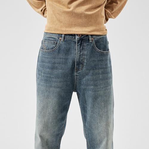 Jeans Pants Trouser Denim Spring and Autumn Blue Micro Cone Men's Japanese Loose Small Leg Trendy Washed Men4