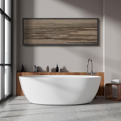 Image of MUDECOR Large Framed Canvas Print Wall Art Neutral Abstract Earth Tone Horizontal Flow Antique Retro Ready to Hang Painting for Living Room Bedroom Multi-Sizes - 60 inchx20 inch