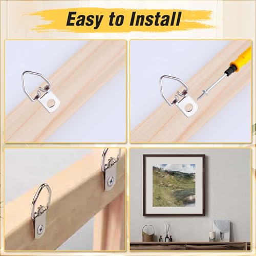 Image of 270 Pcs Picture Hangers with Screws, D Rings Picture Hanging Kit Heavy Duty Picture Hanging Hooks Picture Framing Supplies Kit for Mirror, Clock, Decoration, Paintings, Artwork Picture Frame