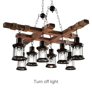 A Million 8 Lights Industrial Retro Wooden Chandelier Pendant Light Island Hanging Ceiling Fixture Vintage Farmhouse Wood Light Adjustable Chain for Home Cafe Bar Restaurant (39.4") A Million 8 Lights Industrial Retro Wooden Chandelier Pendant Light Island Hanging Ceiling Fixture Vintage Farmhouse Wood Light Adjustable Chain for Home Cafe Bar Restaurant 394
