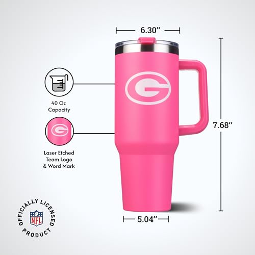 Image of The Memory Company Officially Licensed NFL - Green Bay Packers 40oz Pink Game Day Tumbler with Team Logo