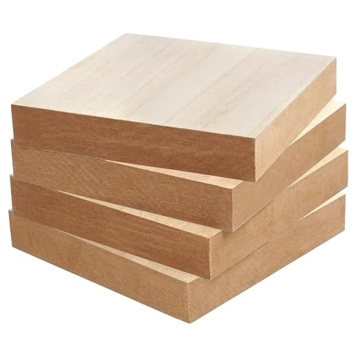 Belle Vous - Placa de madera en bruto cuadrada (lote de 4), 15 x 15 x 2,5 cm, placa de madera cuadrada natural gruesa – madera para esculpir, decoración de casa, bricolaje, arte, artesanía, pintura y