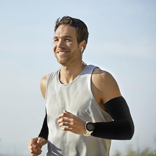 Image of YARIEW Black Arm Sleeves for Men, 6Pcs Sleeves to Cover Arms Sun Protection Sleeve Covers for Men and Women (Set 12)