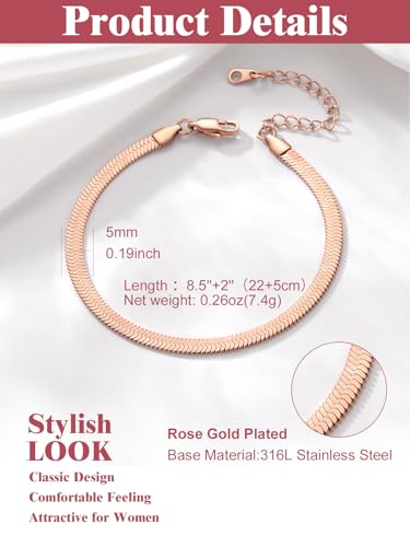 Image of FOCALOOK 14K Gold Plated Anklets for Women Waterproof Plus Size Ankle Bracelet 8.5-10.5 Inch Adjustable Mariner /Figaro /Flat Snake /Cuban Link Chain Anklet Jewelry for Summer Beach Holiday