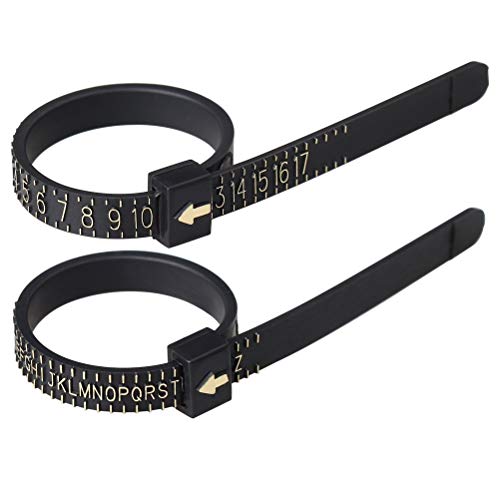 Pengxiaomei US&UK Ring Sizer Set, 2 Pcs Plastic Jewelry Measurement Finger Sizer Ring Size Belt Measuring Tool Finger Measure for Women/Men and Kids