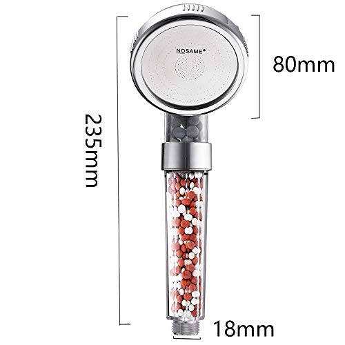 Nosame Shower Head, Filter Filtration High Pressure Water Saving 3 Mode Function Spray Handheld Showerheads for Dry Skin & Hair - Thumbnail 4