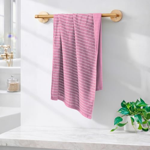 Image of Welspun 2-in-1 Towels for Bath Large Size | 100% Cotton Bath Towel | 250 GSM | High Absorbency & Quick Dry | Soft Feel | Bath Towel for Men & Women | 70 x 150 cm | Parfait Pink