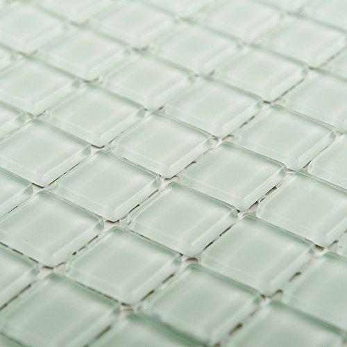 Backsplash Tile Mosaic for Kitchen 12x12 Sheets Bathroom Shower Wall Glass White Blue - Martini Mosaic - Piazza - Delicate Mint, SAMPLE (4 in x 4 in), Piazza