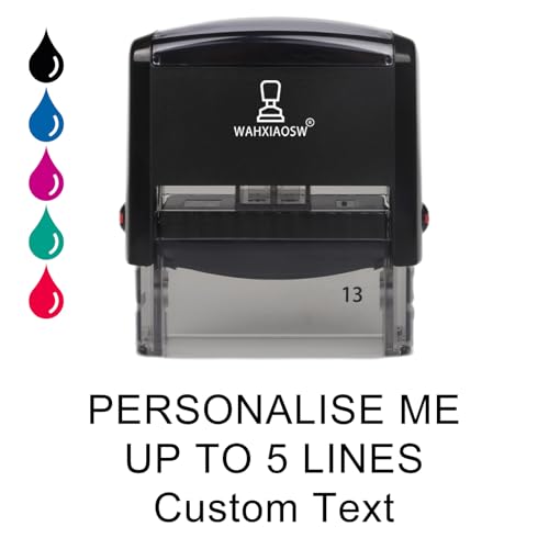 Personalised Self-Inking Rubber Stamp Custom Business Address Name or Company Stamp Available in 4 Sizes Up to 8 Lines of Text