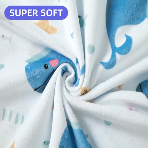 Image of Baby Nursery Bed Blankets Ultra Soft Double Layer Mini Blanket Minky Blanket Receiving Blankets Shower Gifts(Whale,30 * 47in)