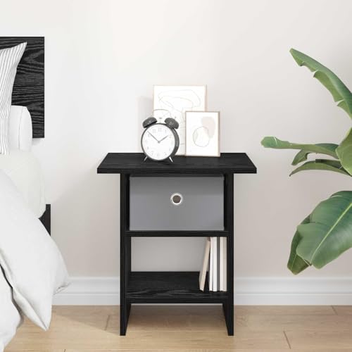 Table de chevet noire aspect chêne en bois au design moderne et finitions soignées - 5