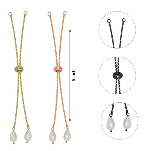 Image of SATRA TRADERS Adjustable Slider Chain With Pearl Stopper Bracelet | Size : 4inch | Qty : 10pcs | B04