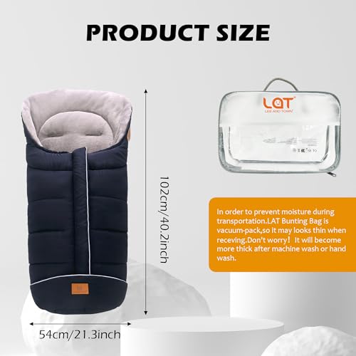 Image of LAT Baby Warm Bunting Bag Universal,Stroller Sleeping Bag Cold Weather,Waterproof Toddler Footmuff(Basic,Navy Blue)