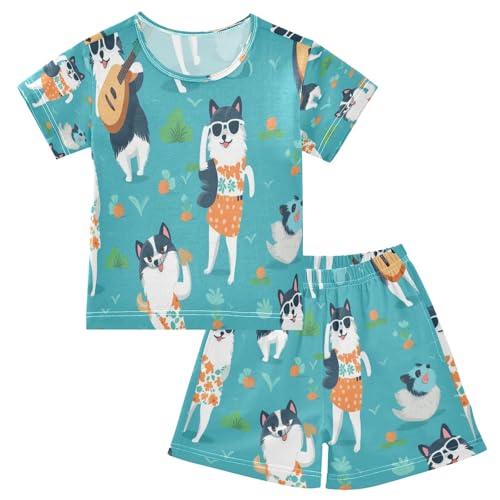 Guitar Dog Kids Pjs Set Boys Girls Summer Short-Sleeve Sleepwear Pajamas 2PCS