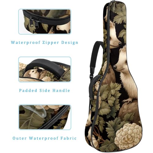Housse guitare imperméable motif hérisson mignon avec poches de rangement