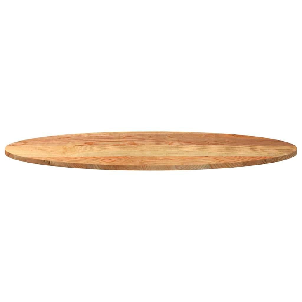 Owalny blat stołu jasnobrązowy z litego drewna dębowego 120 x 60 x 2 cm, szlifowany i lakierowany, uniwersalny blat biurka do domu i biura