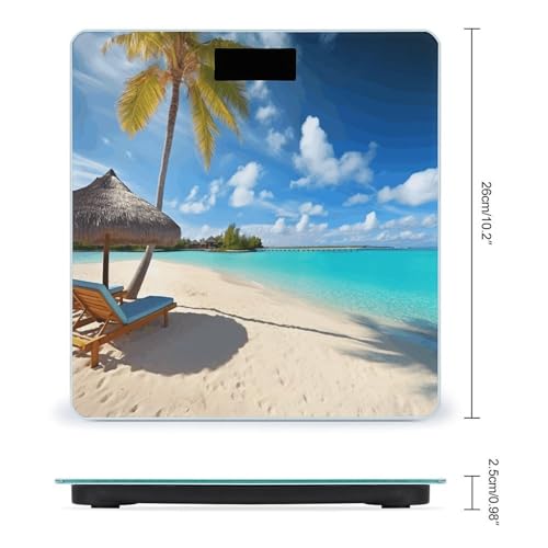 Báscula digital de baño con plataforma de vidrio templado tropical miniatura 2