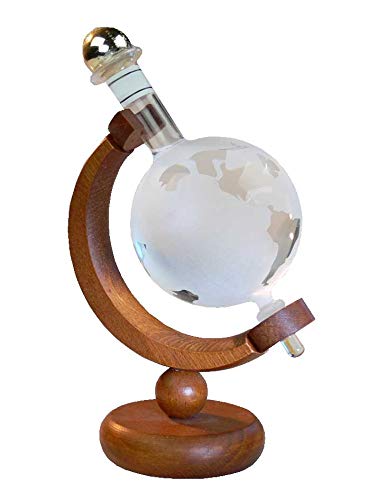 Geschenkset Flasche Weltkugel, Globus, Dekanter mit 100ml Grappa 38 %vol. (Preis/Liter: 199,00 €) , auf Holzständer in hochwertiger Geschenkverpackung. Geschenkset, Geschenkidee im Holzcase mit Acrylglasscheiben Cover