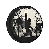 Sasquatch Bigfoot Trees Forest Spare Tire Cover Waterproof Universal Vehicle Wheel Covers Fit for RV Truck SUV Travel Trailer Camper Car Accessories Wheel Protectors 16 inch