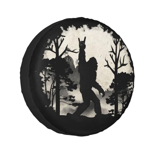 Sasquatch Bigfoot Trees Forest Spare Tire Cover Waterproof Universal Vehicle Wheel Covers Fit for RV Truck SUV Travel Trailer Camper Car Accessories Wheel Protectors 16 inch