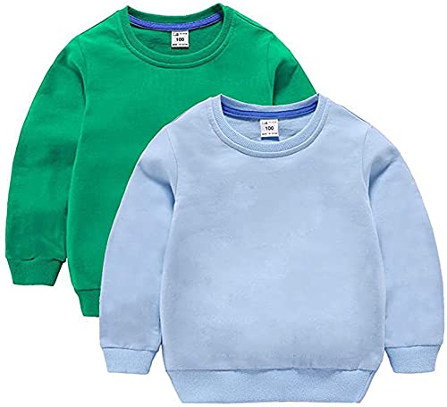 Image of HAXICO Unisex Kids Solid Cotton Thin Pullover Sweatshirt T-Shirt Toddler Baby Crewneck Long Sleeve Tshirts Tops Blouse