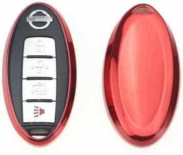 Remote Key Fob case cover holder bag key chains for Infinity Nissan key chain fit versa Aentra Altima Maxima leaf 370z gt-r Juke Rogue Murano Pathfinder Armada Quest Frontier Titan (Red)