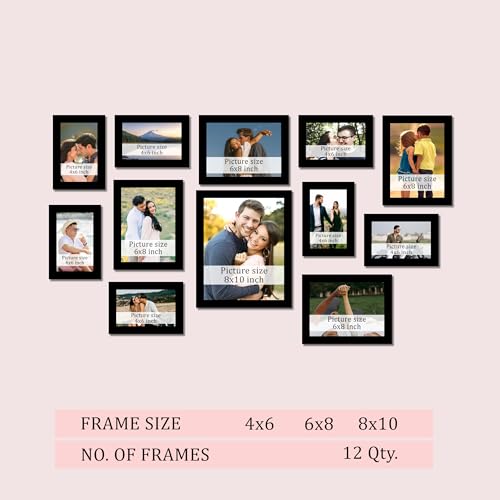 Image of Art Street Nebula photo frame Set of 12 Individual Wall Photo Frames - Black(4X6-7 UNIT, 6X8-4 UNITS, 8X10- I UNIT)
