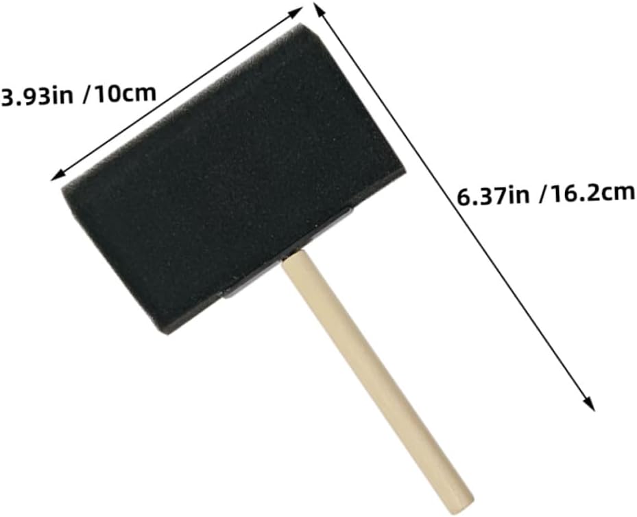 Ciieeo 25pcs 4-inch Foam Paint Brushes with Wooden Handles, Black Sponge Applicators for Painting, DIY Craft Projects, Tempera and Acrylic Paints, Classroom Art Supplies