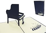 LIN POP UP 3D Glückwunschkarte zum Geburtstag, Musikgutschein, Konzertgutschein, Klavier Piano