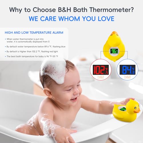 Image of b&h Baby Bath Thermometer - USB Rechargeable, Instant & Accurate Temperature Readings, Waterproof, Digital Water Temperature Monitor for Newborns & Toddlers (Classic Charging Duck)