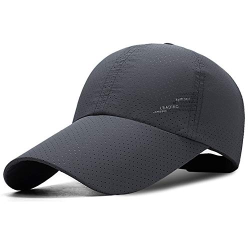 YEKEYI Gorra de béisbol de secado rápido para exteriores con visera larga, UPF 50+ para hombres y mujeres, Gris Oscuro, talla única
