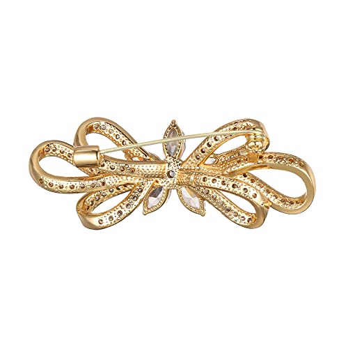 Image of BriLove Wedding Bridal Brooch Pin for Women Fashion CZ Marquise Crystals Rhinestones Flower Brooches
