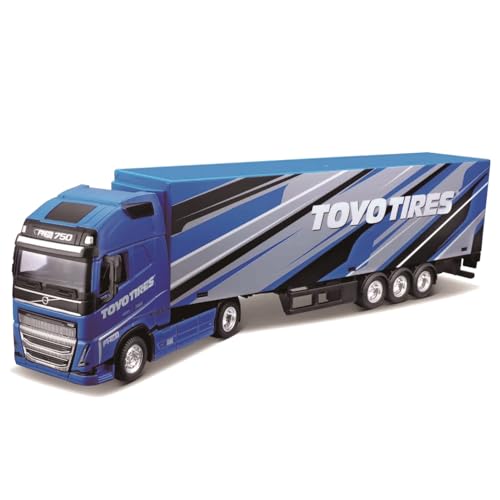 Bburago B18-31461T Street Fire HAULERS - Camión Fundido a presión con Remolque, Volvo FH16 Globetrotter 750 XXL-1:43, Modelo de Juguete Coleccionable, Varios diseños y Colores