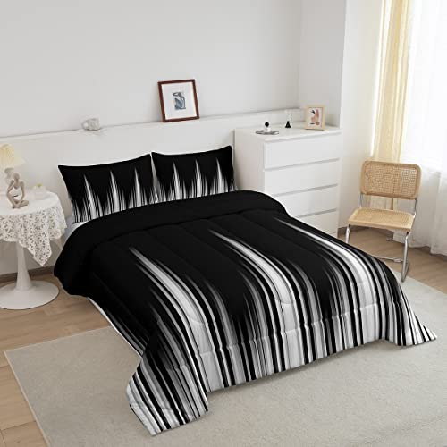 Image of Feelyou Gradient Dark Comforter Set Abstract Stripe Comforter Simple Style Modern Design Art Bedding Set Breathable Modern Luxury Duvet Set Room Decor Quilt Set Queen Size