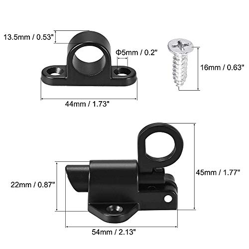 Spring Riegelschloss, 4 Stücke Türschloss Fenster Tor Sicherheit Pull Ring, Automatische Verriegelung mit Schraube, Automatischer Rückprall, für Balkontüren, Gartentüren, Fenster (Schwarz und Silber)
