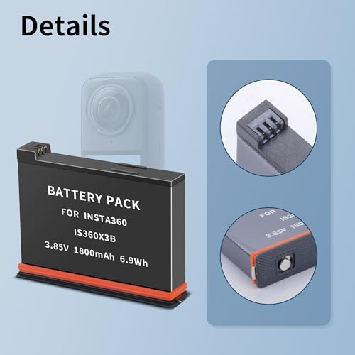2-Pack Battery for Insta360 X3 Charger Kit and 3-Channel Fast Charger Hub, Compatible for Insta360 X3 Camera, Replacement Upgrade Battery 3.85V 1800mAh/6.9Wh by SUGUBU - Image 5