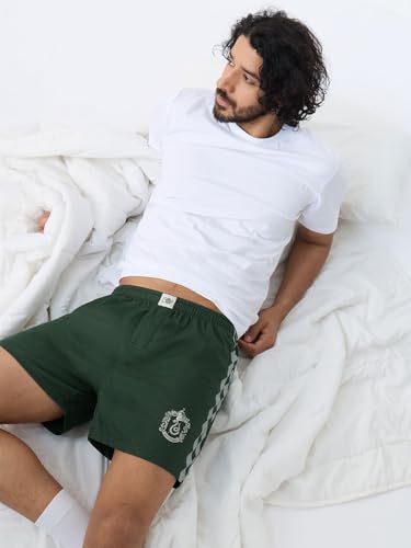 Image of The Souled Store Official Stranger Things: Hawkins Mens and Boys Regular fit Graphic Printed Cotton Green Color Men Boxer Shorts