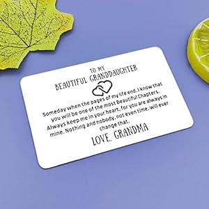 Granddaughter Gifts from Grandma Engraved Wallet Insert Card Graduation Birthday Gifts for Granddaughter Christmas Thanksgiving Gifts for Granddaughter Best Granddaughter Gifts