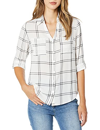 A. Byer Women's Button Down Top with Roll-Tab Sleeves (Junior's)