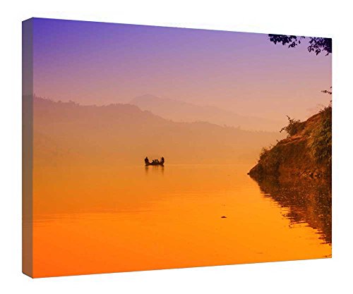 Toile brume cadre bois pour mur vide deco zen prete a suspendre