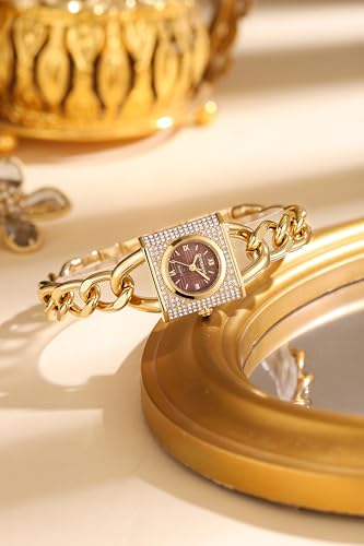 Image of Giordano Analog Quartz Watch for Women with Textured Square Dial, Crystal Studded Bezel, Blue Crown, Stainless Steel Strap - GZ-60160