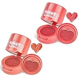 Colorete Cojín en Forma de Corazón, 2 * 7ml Rubor Líquido para Mejillas con Aplicador en Forma de Corazón, Colorete Maquillaje con Cojín de Aire de Larga uración Regalo para Mujer
