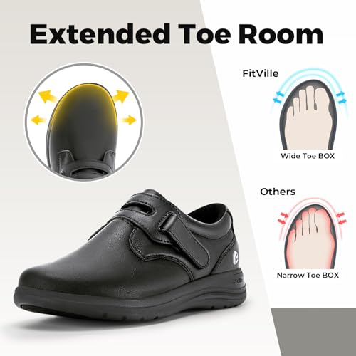 FitVille Wide Walking Shoes for Women Diabetic Dress Shoes with Arch Support Casual Orthopedic Vegan Leather Loafers Shoes All-Day Comfort2
