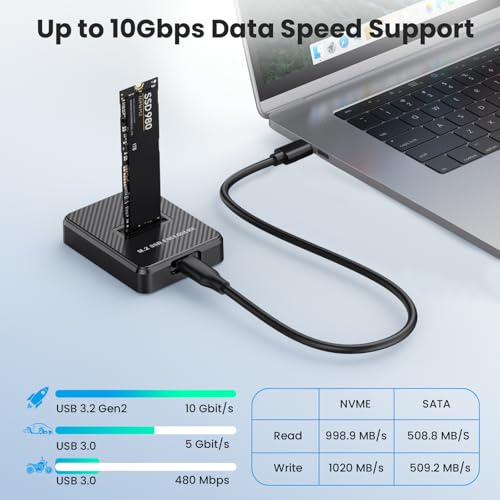 Adaptador M.2 SSD a USB-C 10Gbps para NVMe y SATA hasta 8TB miniatura 4