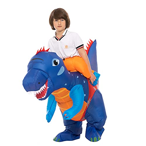 Ihgyt Inflatable Dinosaur Costume For Kids, Blow Up Dinosaur Costume For Boys And Girls, T Rex Costume Riding Blue Dinosaur Costume, Halloween Funny Party Outfits Kids. #TOP4