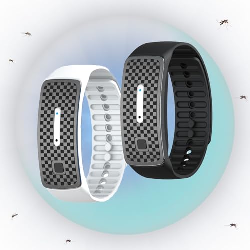 ZVD Lot De 2 Bracelet Anti-Moustiques,Moustiques À Ultrasons,Électronique Répulsif,Étanche,USB Rechargeable,Enfants et Femmes Enceintes,Adultes Sont Applicables.（Noir-Blanc）