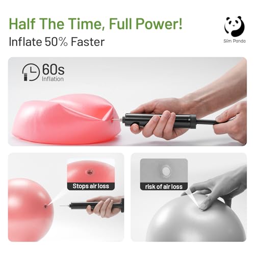 Image of Slim Panda 9 Inch Pilates Ball - Anti-Burst Mini Yoga Ball with Needle Valve Pump - Small Exercise Core Ball for Barre, Stability & Physical Therapy