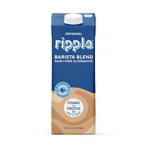 Image of Ripple Plant Based Milk, Barista, 8g Pea Protein, Calcium Rich, Shelf Stable Carton, Vegan, Non-GMO, Dairy, Soy, Nut, Gluten & Lactose Free, 32 Fl Oz (Pack of 6)