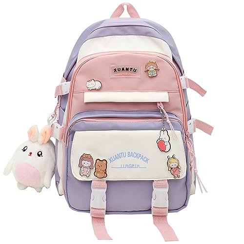 Girls kawaii Backpack for School Aesthetic Backpack for Girls Kids Elementary/Middle School Bag